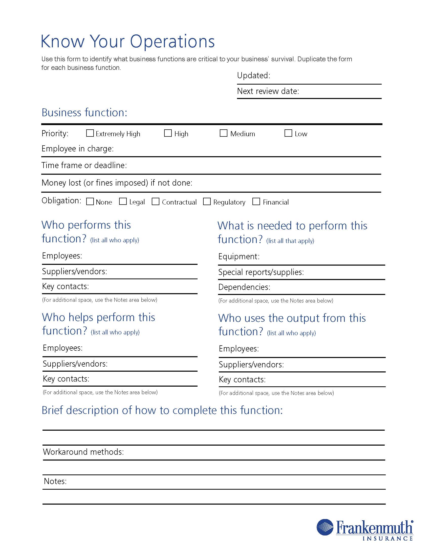 Disaster Preparedness Guide Know your operations Frankenmuth Insurance