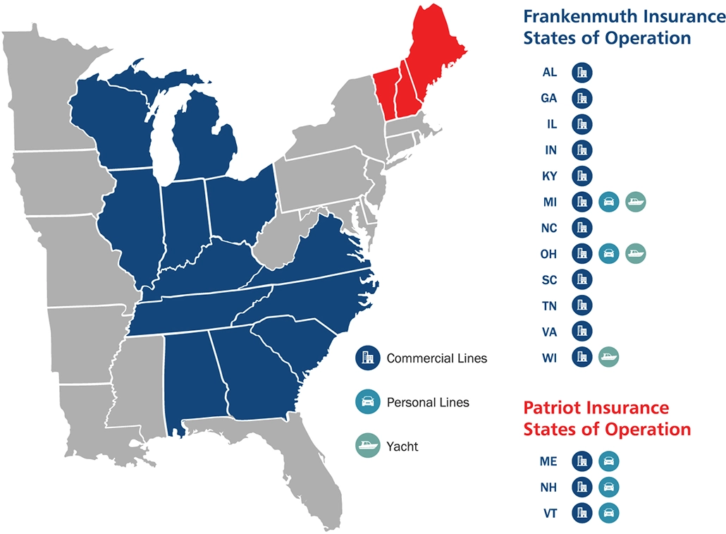 Frankenmuth Insurance Company Map